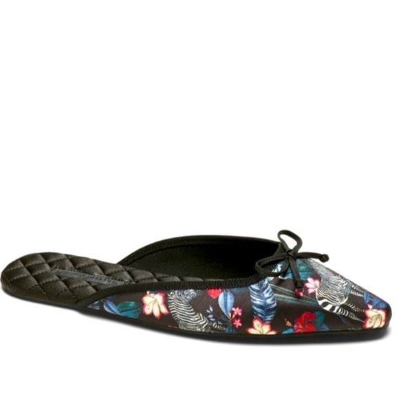 Banana Republic Pointy-Toe Flats Slides Slippers Watercolor Zebra Floral Sz. 8-9 - Picture 1 of 13